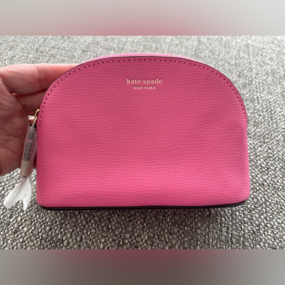 Kate Spade Small PINK Leather AND GREEN fabric Cosmetic Cases BOTH NWOT